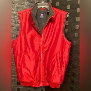Chaps Ralph Lauren Red Fleece Lined Zip Vest Med classy sharp looking